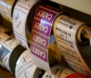 Close-up of packaging labels.